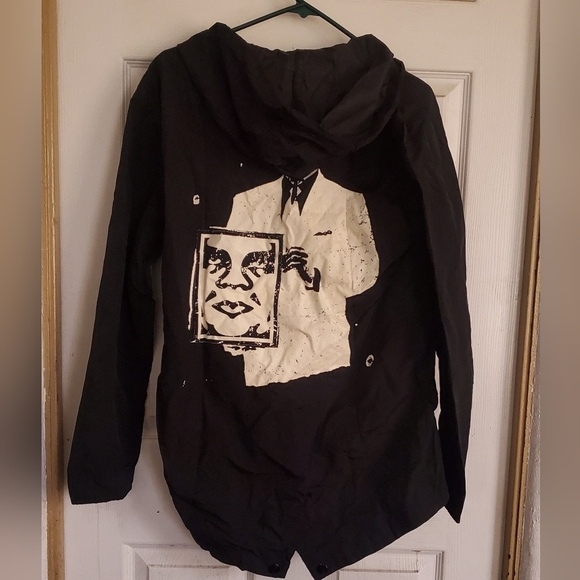 Obey Other - Obey Black and White Graphic Men's Jacket, Size Medium